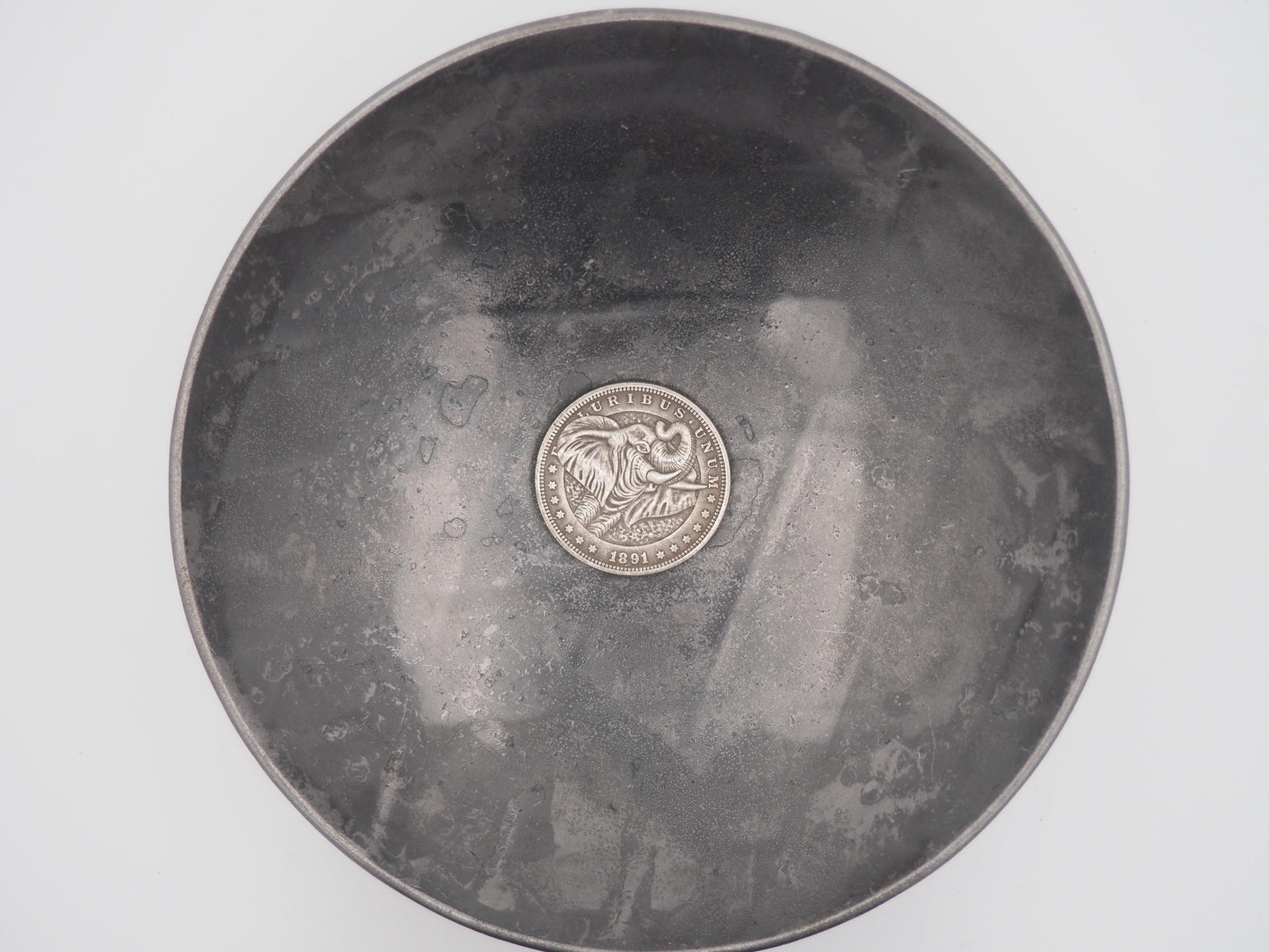 Hand Struck Morgan Silver Dollar Carved African Elephant Replica Coin/Token/Medal