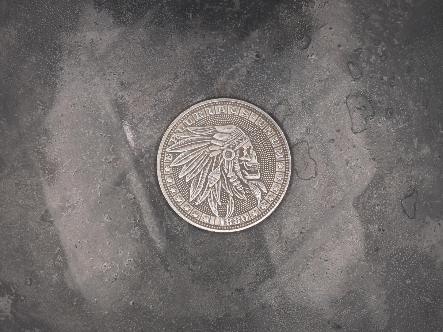 Hand Struck Morgan Silver Dollar Carved/Hobo/Skull/High-Detailed/Western/Warrior .999 Silver Plated Replica Coin/Token/Medal