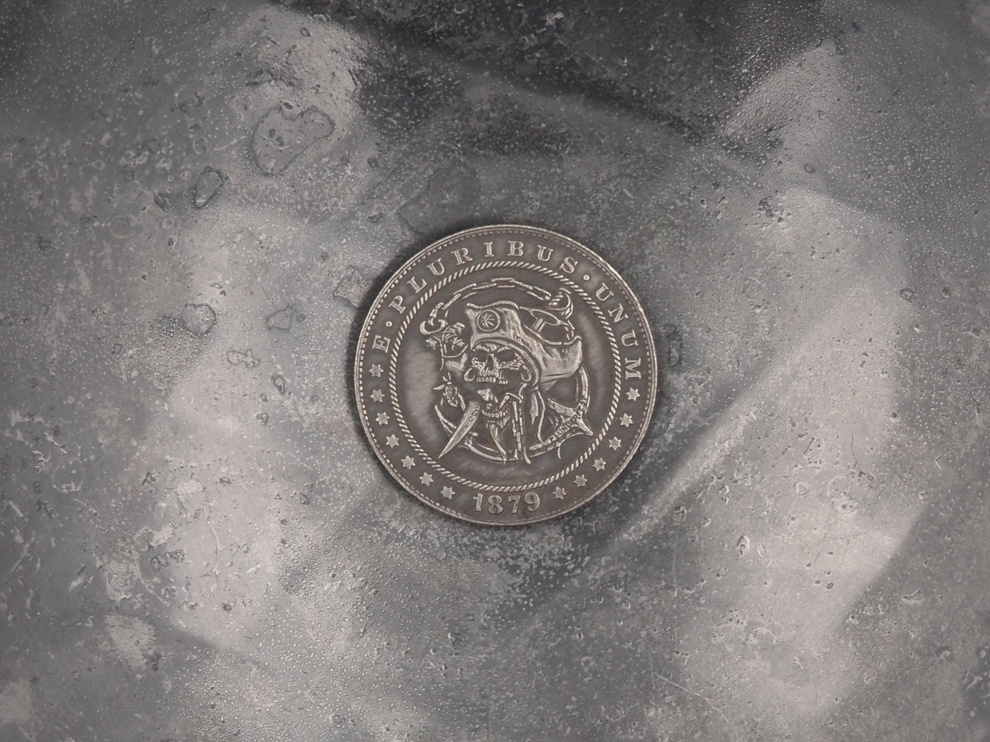 Hand Struck Morgan Dollar - Pirate Skull Plunder Sigil - Loot/Memento Mori Replica Coin/Token/Medal