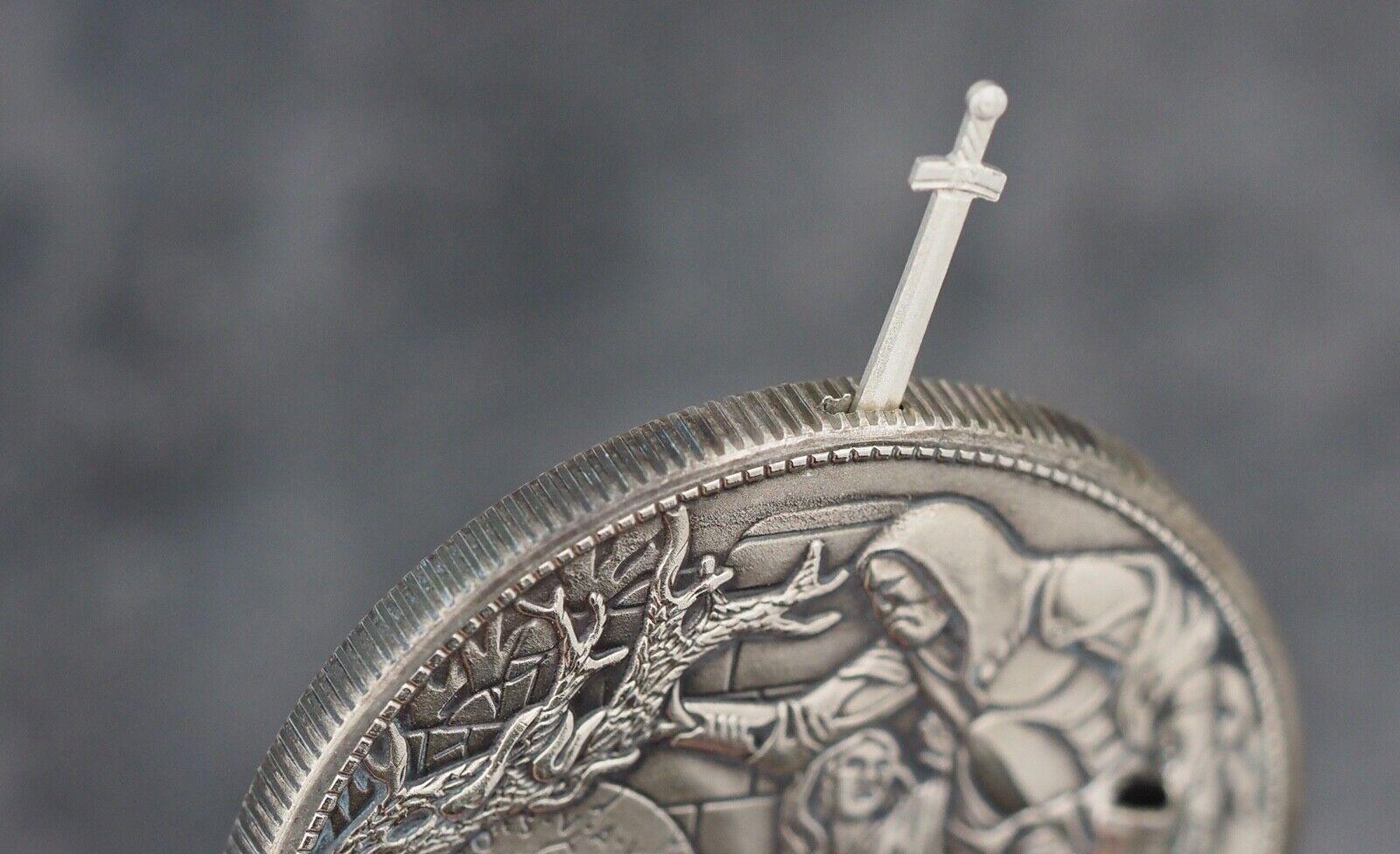Unique Mechanical Lesser Coin Morgan Silver Dollar Knight Of The Holy Grail - Arthur Replica Coin/Token With Mechanism Movement
