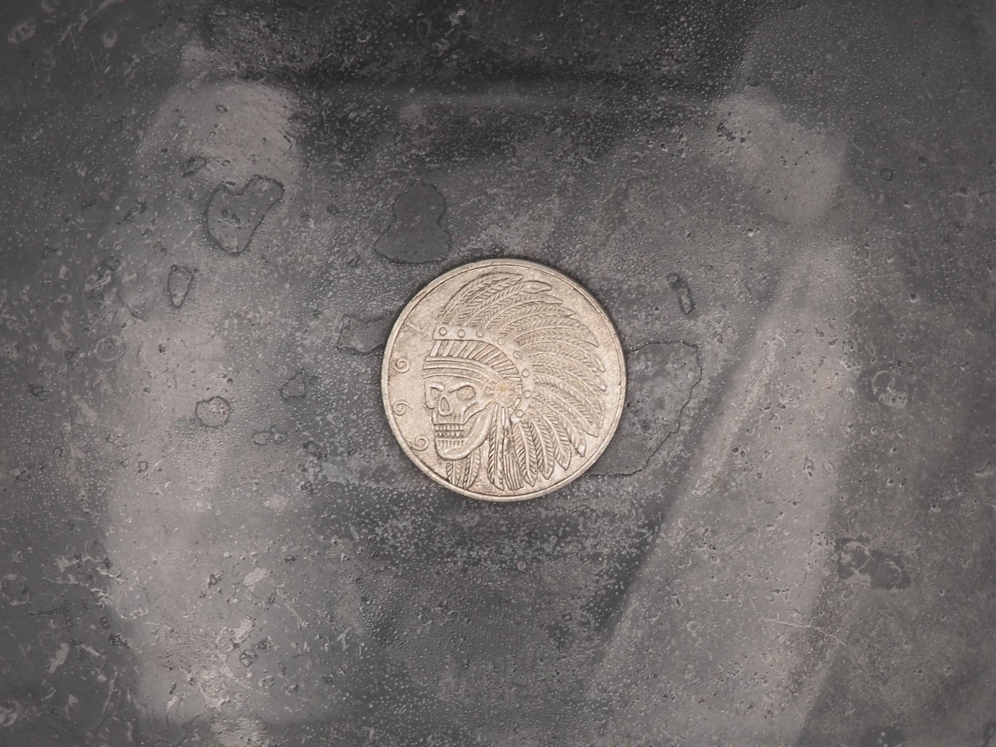 Hand Struck Half Dollar Indian Head Skull & Liberty Bell /MementoMori/Death .999 American Silver Plated Replica Coin/Token/Medal