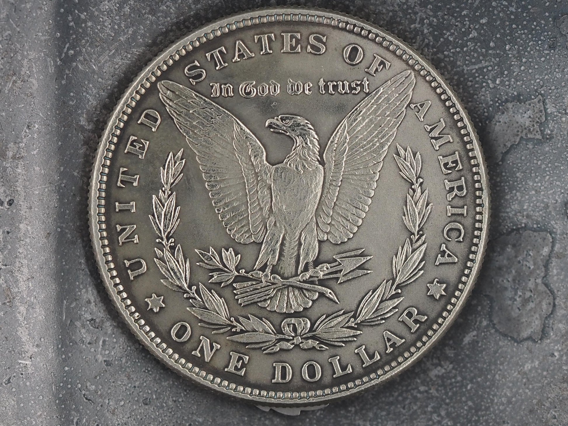 Christs Crucifixion Mechanical Morgan Dollar Replica (Gold Hammer) - Religious/God/Rapture/Biblical/Wrath/Empire - Roman Booteen/Moving Coin