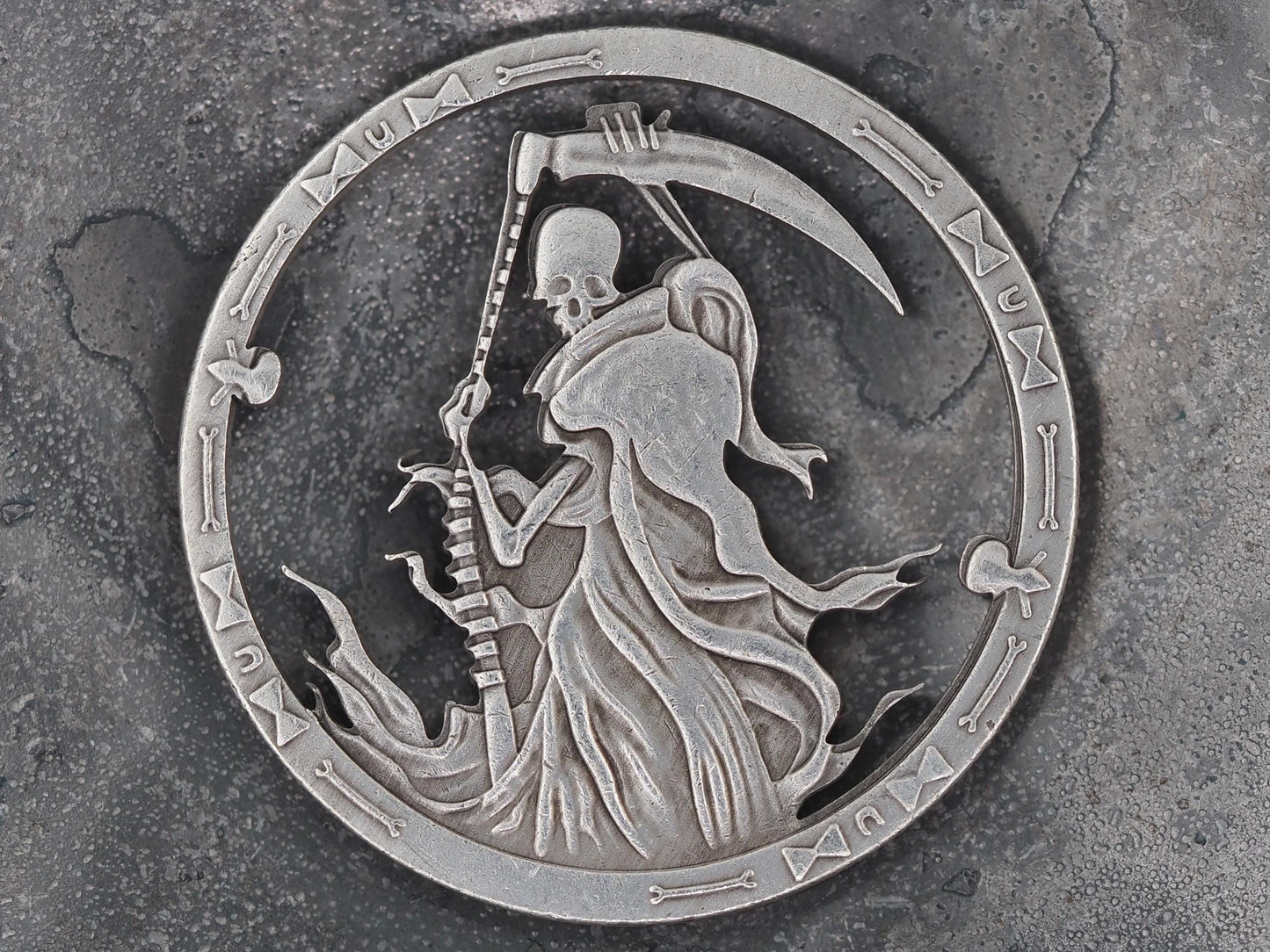 D&D Ferryman Of The Dead Hobo Hand-Cut Coin – Skull/Memento Mori/Dungeons And Dragons/RPG TCG Gift/Counter/Token – Collectible Or Pendant
