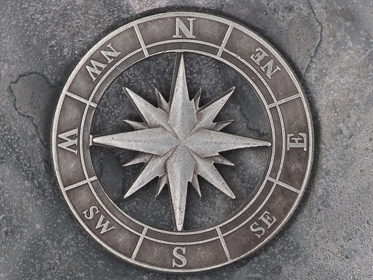 Cut World Compass Morgan Hobo Coin - 7 Sea’s/Pirate/Fantasy/Grand Tour/Explorer/Navigator/Luck/Travel/Keepsake – Collectible Or Pendant