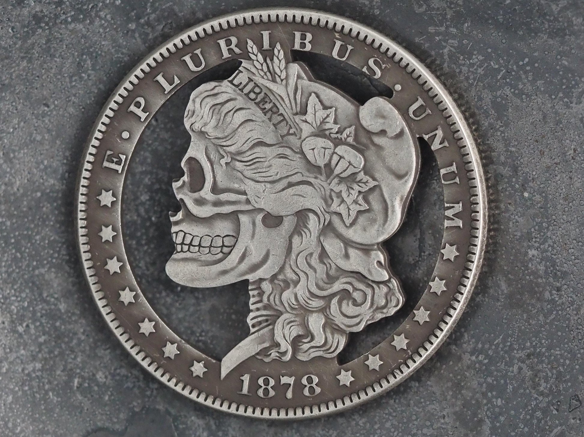 Cut Skulled Morgan Face Morgan Hobo Coin - Memento Mori/Vanitas/Gothic/Masonic/Cult/Occult/Death/Fun/Gift – Collectible Or Pendant
