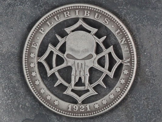 Cut Vampire Skull Sigil Morgan Hobo Coin - Memento Mori/Vanitas/Gothic/Masonic/Cult/Occult/Death/Skull/Fun/Gift – Collectible Or Pendant
