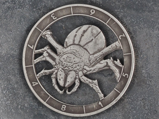 Cut D&D Spider Morgan Hobo Coin - Memento Mori/Vanitas/Ancient Monster/RPG/TCG/Counter/Role Play/Gaming/Token – Collectible Or Pendant