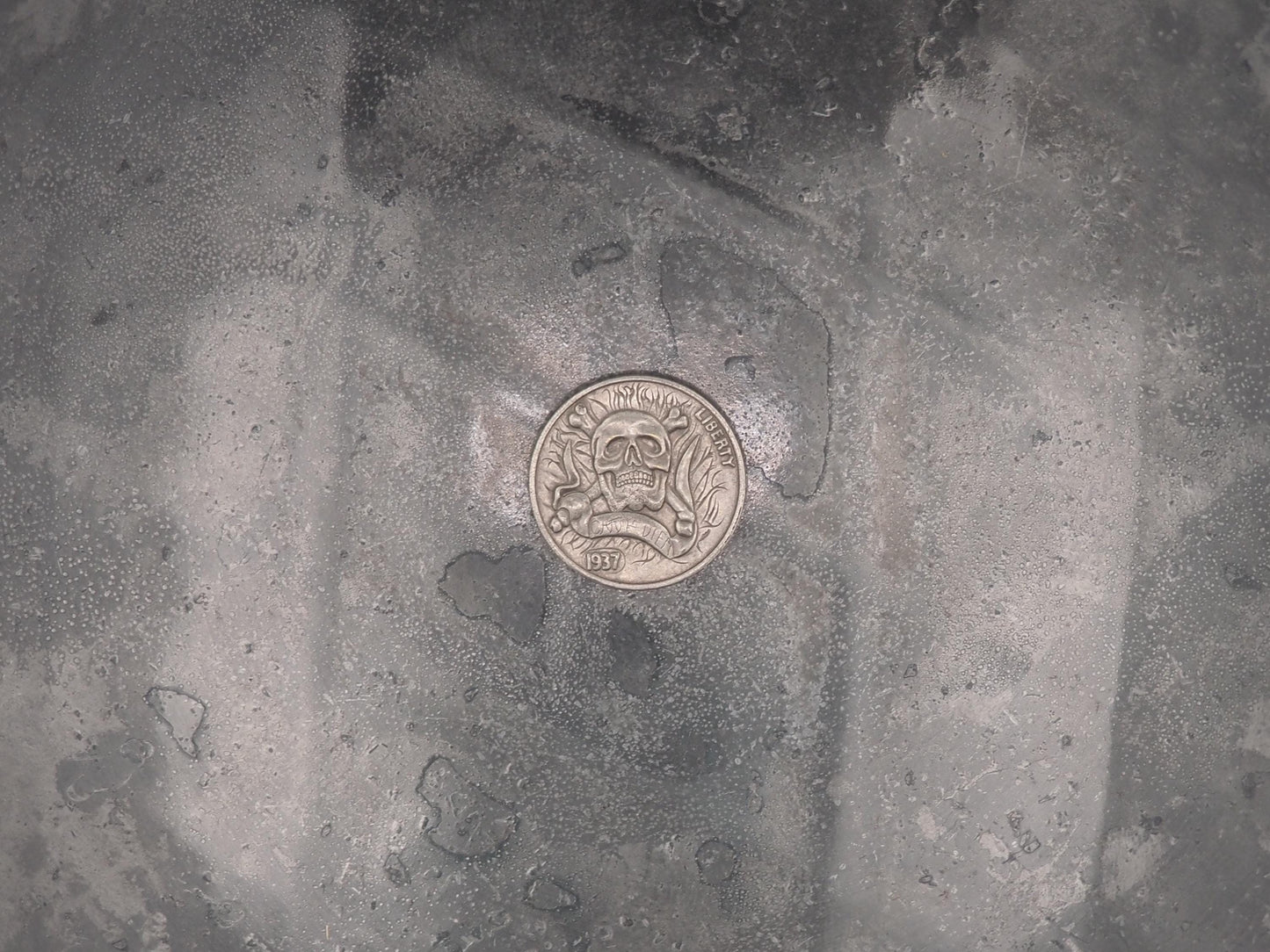Hand Struck Buffalo/Cross Bones Nickel Carved/Hobo/Skull/Vanitas/MementoMori/Liberty .999 Silver Plated Replica Coin/Token/Medal