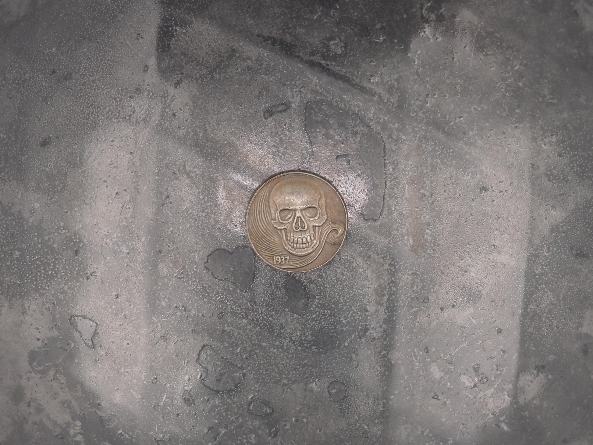 Hand Struck Buffalo/Swirl Skull Nickel Carved/Hobo/Skull/Vanitas/MementoMori/Liberty .999 Silver Plated Replica Coin/Token/Medal