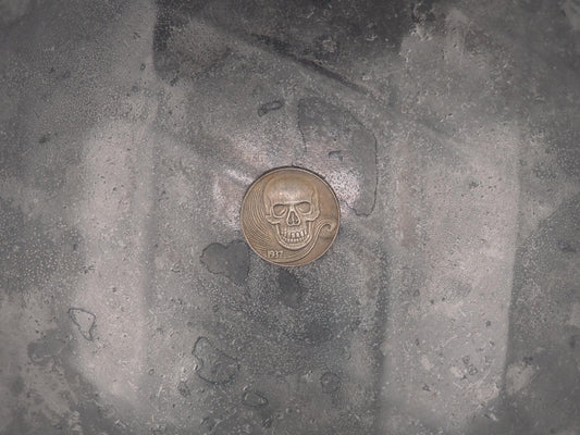 Hand Struck Buffalo/Swirl Skull Nickel Carved/Hobo/Skull/Vanitas/MementoMori/Liberty .999 Silver Plated Replica Coin/Token/Medal