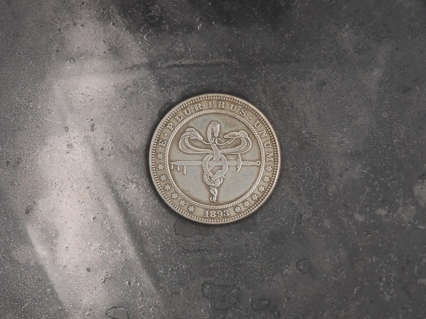 Hand Struck Morgan caduceus type sake sigil - bravery, triumph, overcoming obstacles, and even a balance of opposing forces - D&D, RPG, MTG