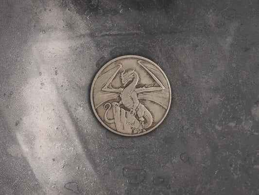 Hand Struck Morgan Dragon Stone - D&D, RPG, MTG Gaming Coin/Token/Medal