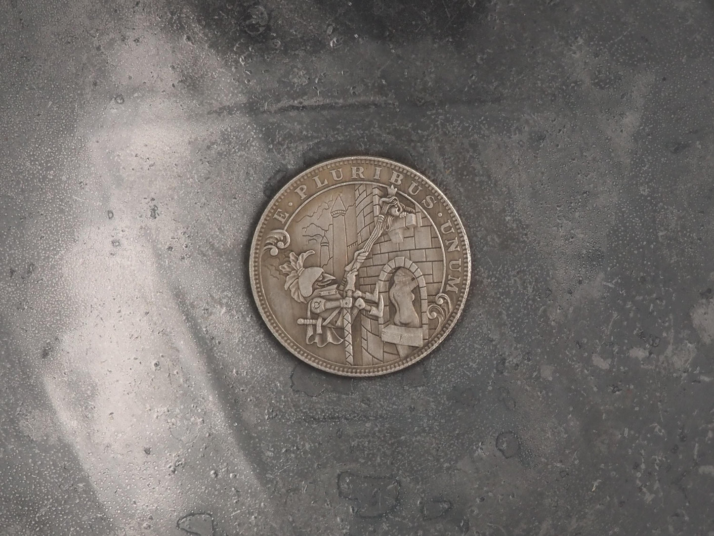 Hand Struck Morgan Comical Joke Rapunzel Peeping Tom Coin - D&D, RPG, MTG Gaming Coin/Token/Medal