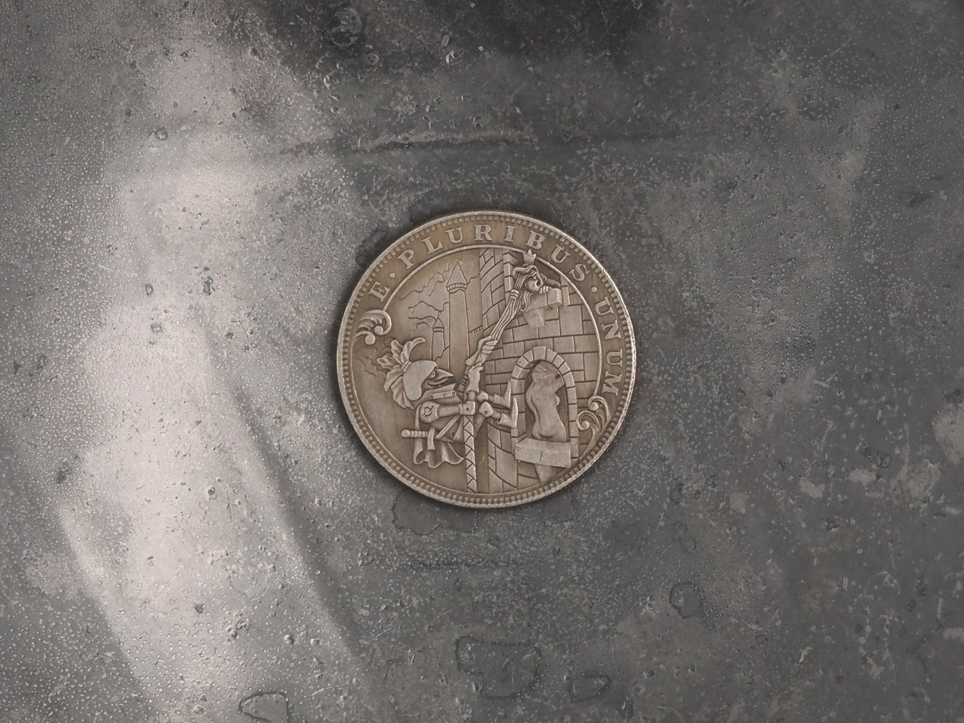 Hand Struck Morgan Comical Joke Rapunzel Peeping Tom Coin - D&D, RPG, MTG Gaming Coin/Token/Medal