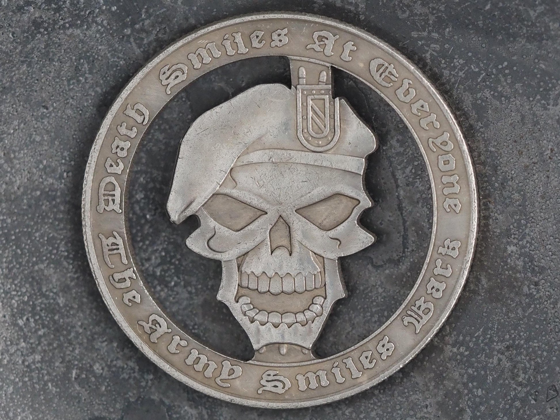 Cut S.A.S. Commando Skull Morgan Hobo Coin - Military/U.K./U.S.A./Army/Veteran/Solider/Remembrance/Icon – Collectible, Counter Or Pendant