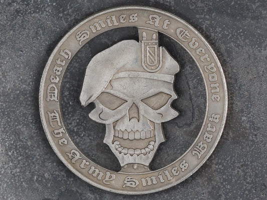 Cut S.A.S. Commando Skull Morgan Hobo Coin - Military/U.K./U.S.A./Army/Veteran/Solider/Remembrance/Icon – Collectible, Counter Or Pendant