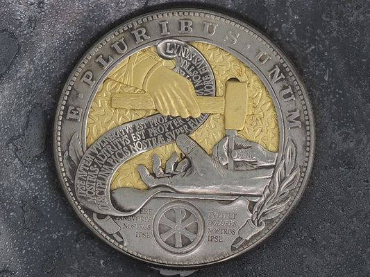 Christs Crucifixion Mechanical Morgan Dollar Replica (Gold) - Religious/God/Rapture/Biblical/Wrath/Empire - Roman Booteen/Moving Coin