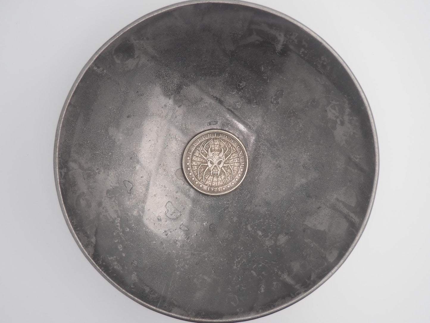 Hand Struck Morgan Dollar - Skulled Spider - MementoMori/Death .999 Silver Plated Replica Coin/Token/Medal