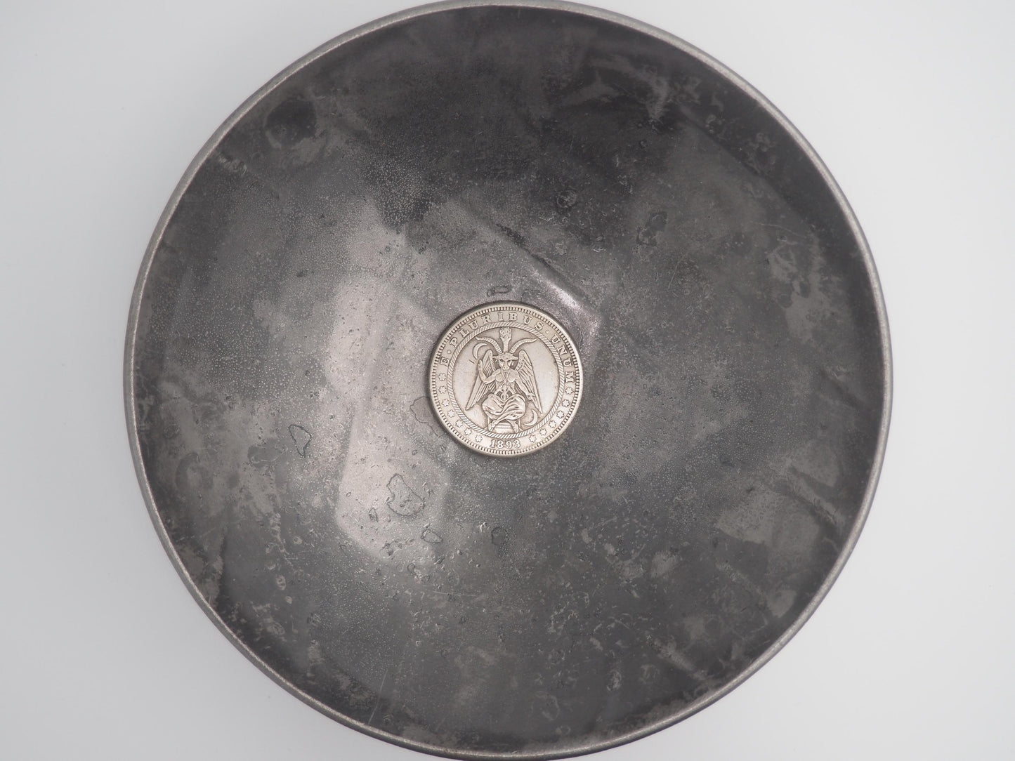 Hand Struck Morgan Templar Sabbatic Goat Baphomet /Vanitas/MementoMori/Occultist/Satanist/Devil/Hell .999 Silver Plated Replica Coin