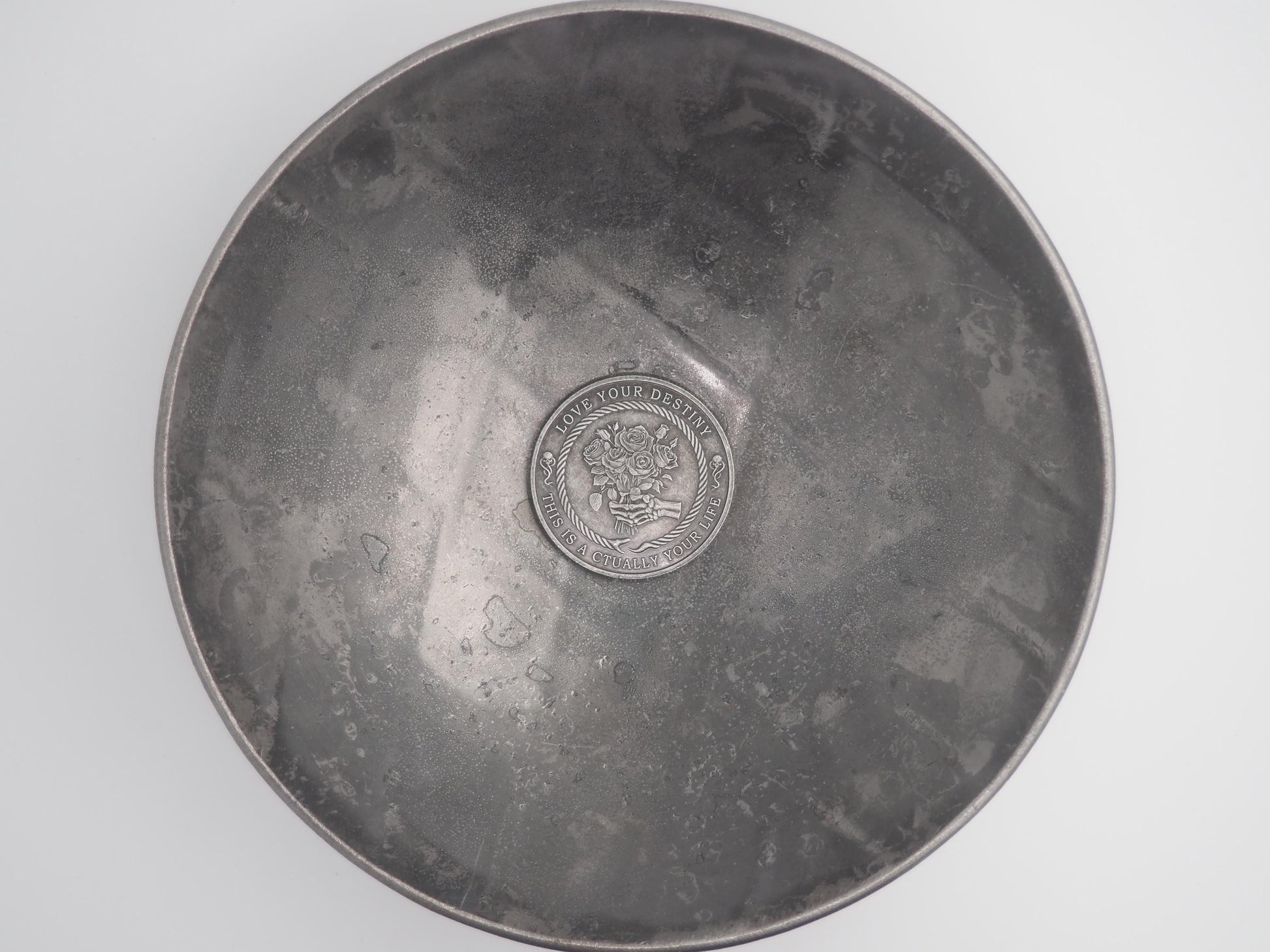 Silvered Memento Mori - "Love Your Fate" Coin - Hand Struck RPG TCG D&D Token/Medal -Skeleton/Vanitas/Death/Freemasonry/Masonic Relief