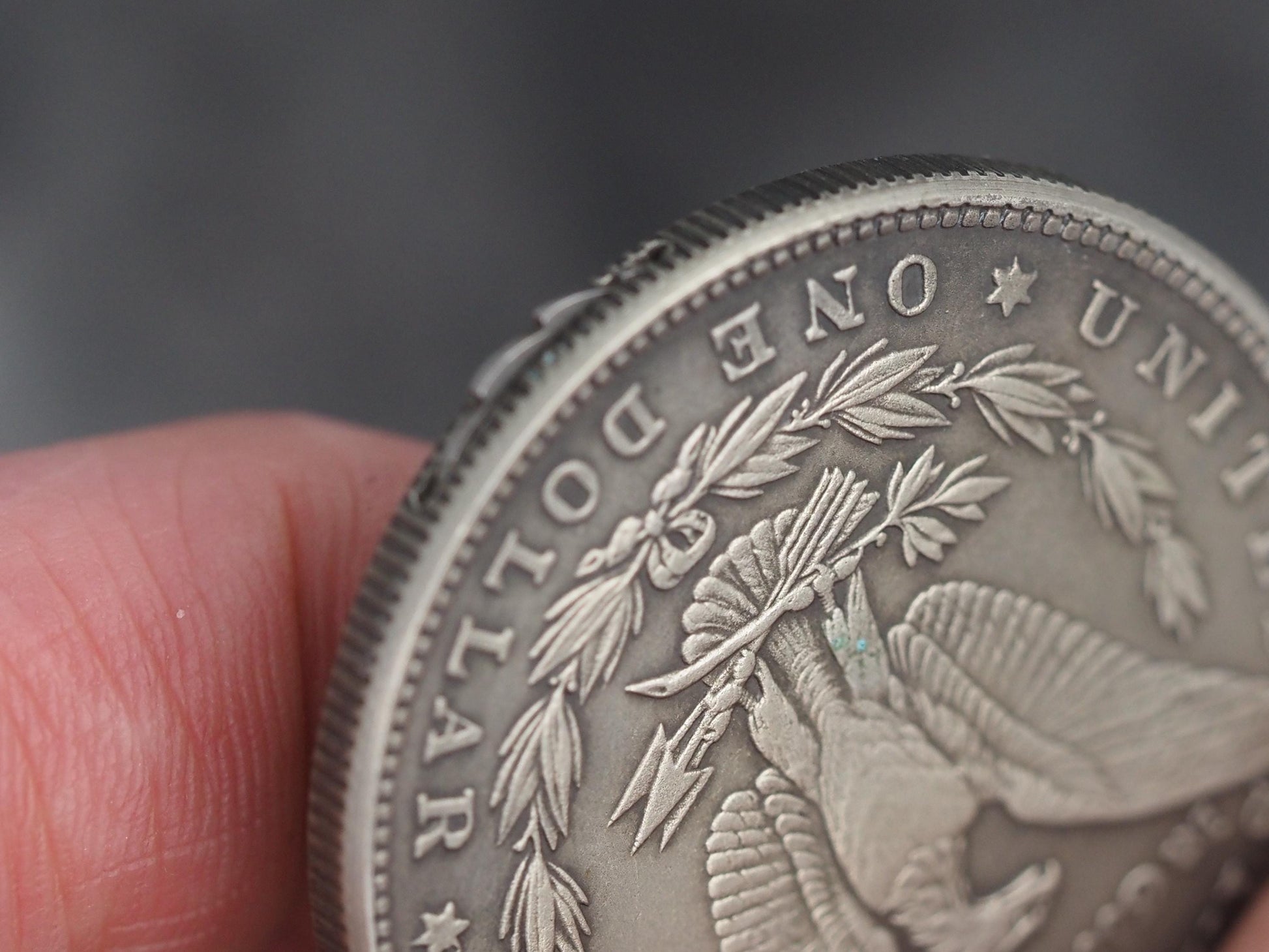 Christs Crucifixion Mechanical Morgan Dollar Replica (Gold Back) - Religious/God/Rapture/Biblical/Wrath/Empire - Roman Booteen/Moving Coin