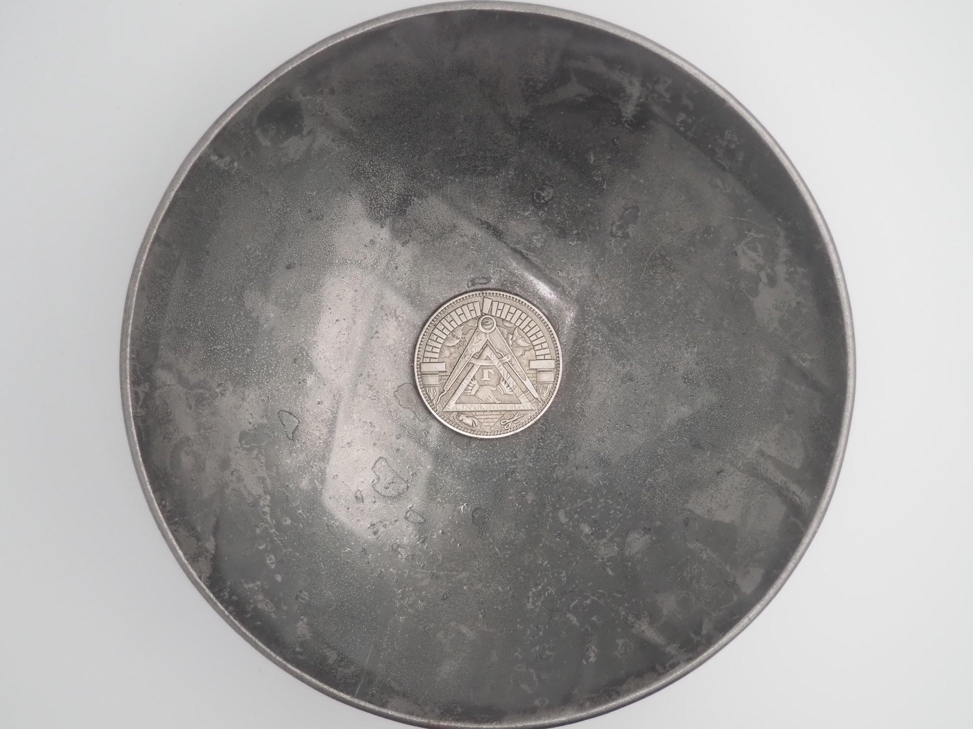 Hand Struck Silver Plated Coin: Double Sided Masonic Compass Coin Curio Plated Replica Coin