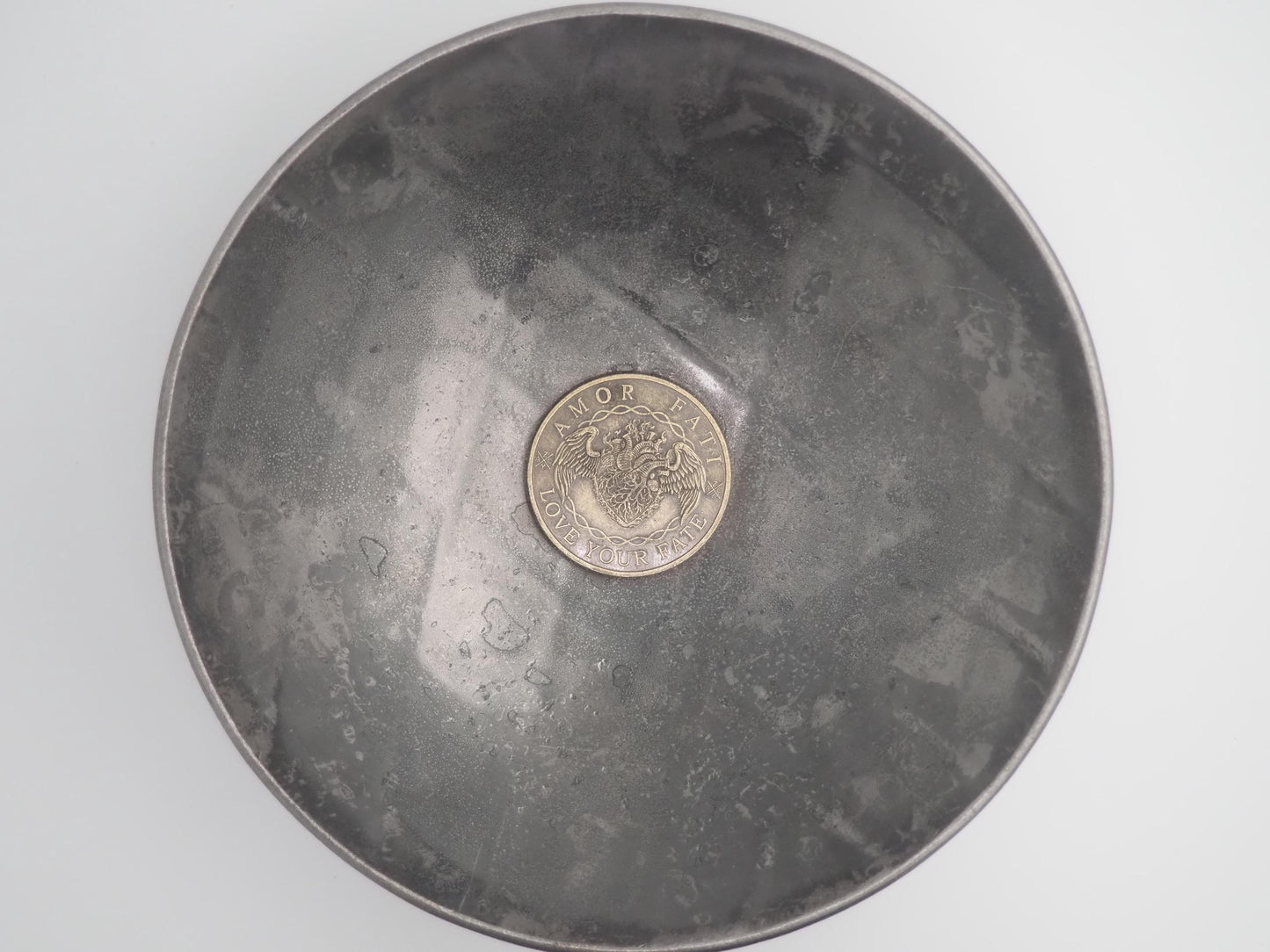 Silvered Memento Mori - "Love Your Fate" Coin - Hand Struck RPG TCG D&D Token/Medal -Skeleton/Vanitas/Death/Freemasonry/Masonic Relief