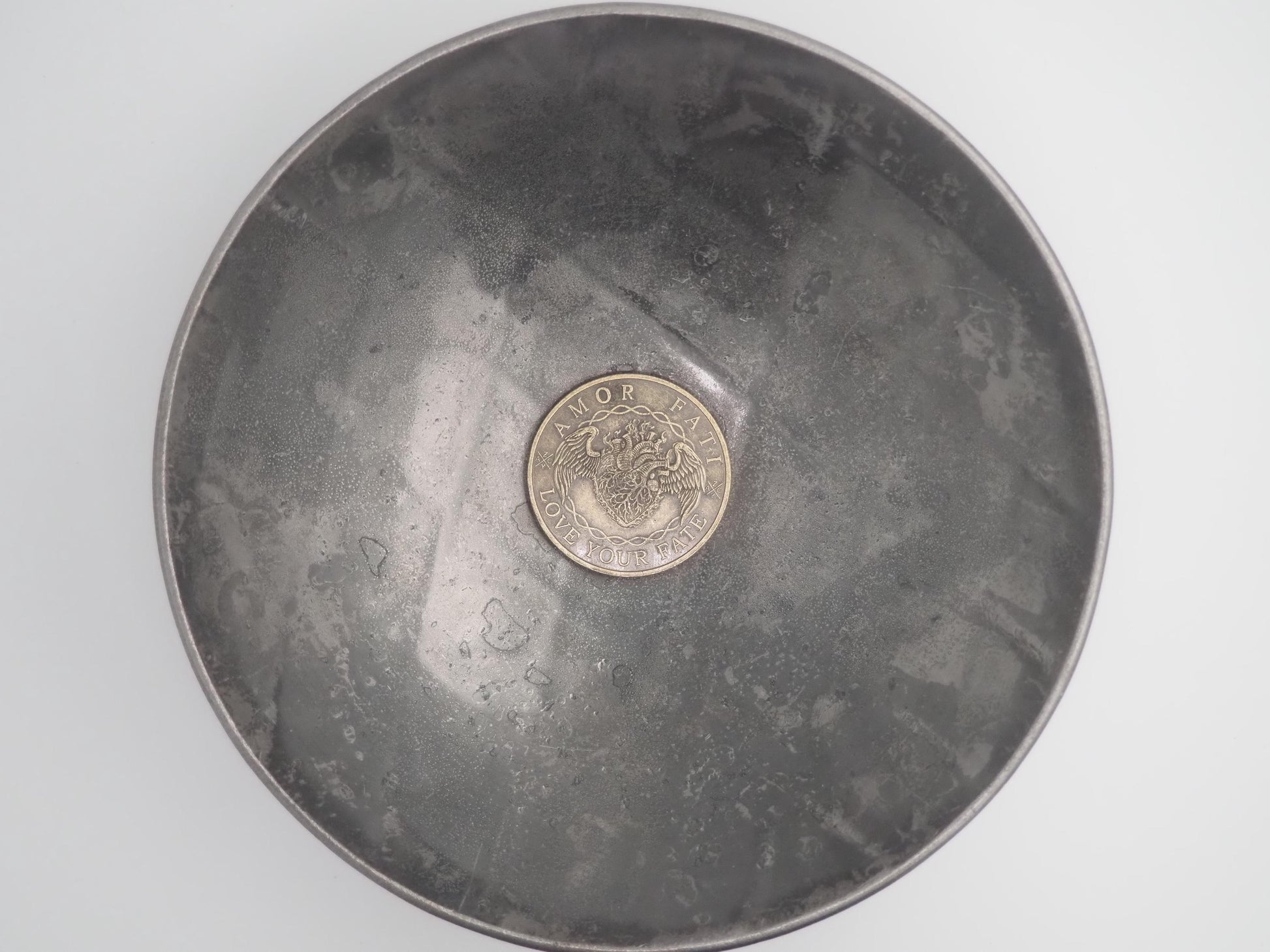 Silvered Memento Mori - "Love Your Fate" Coin - Hand Struck RPG TCG D&D Token/Medal -Skeleton/Vanitas/Death/Freemasonry/Masonic Relief