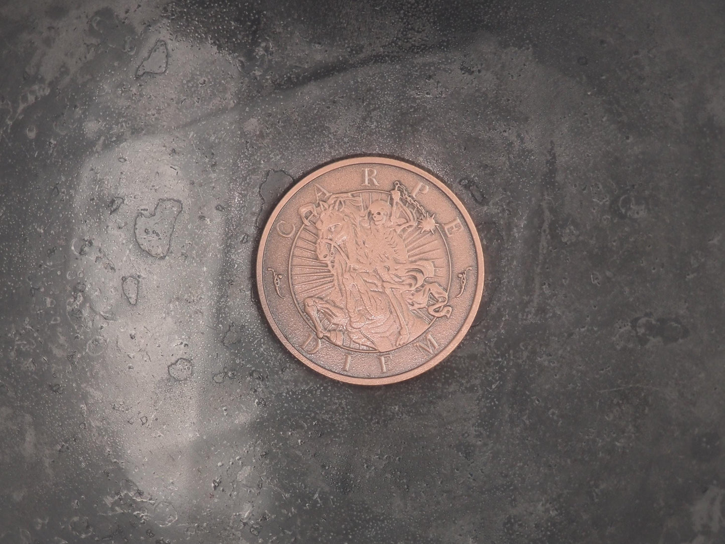 Hand Struck Memento Mori Carpe Diem Token - Skull/Vanitas/Death/Medal Covered Plated Unique Collectors Coin