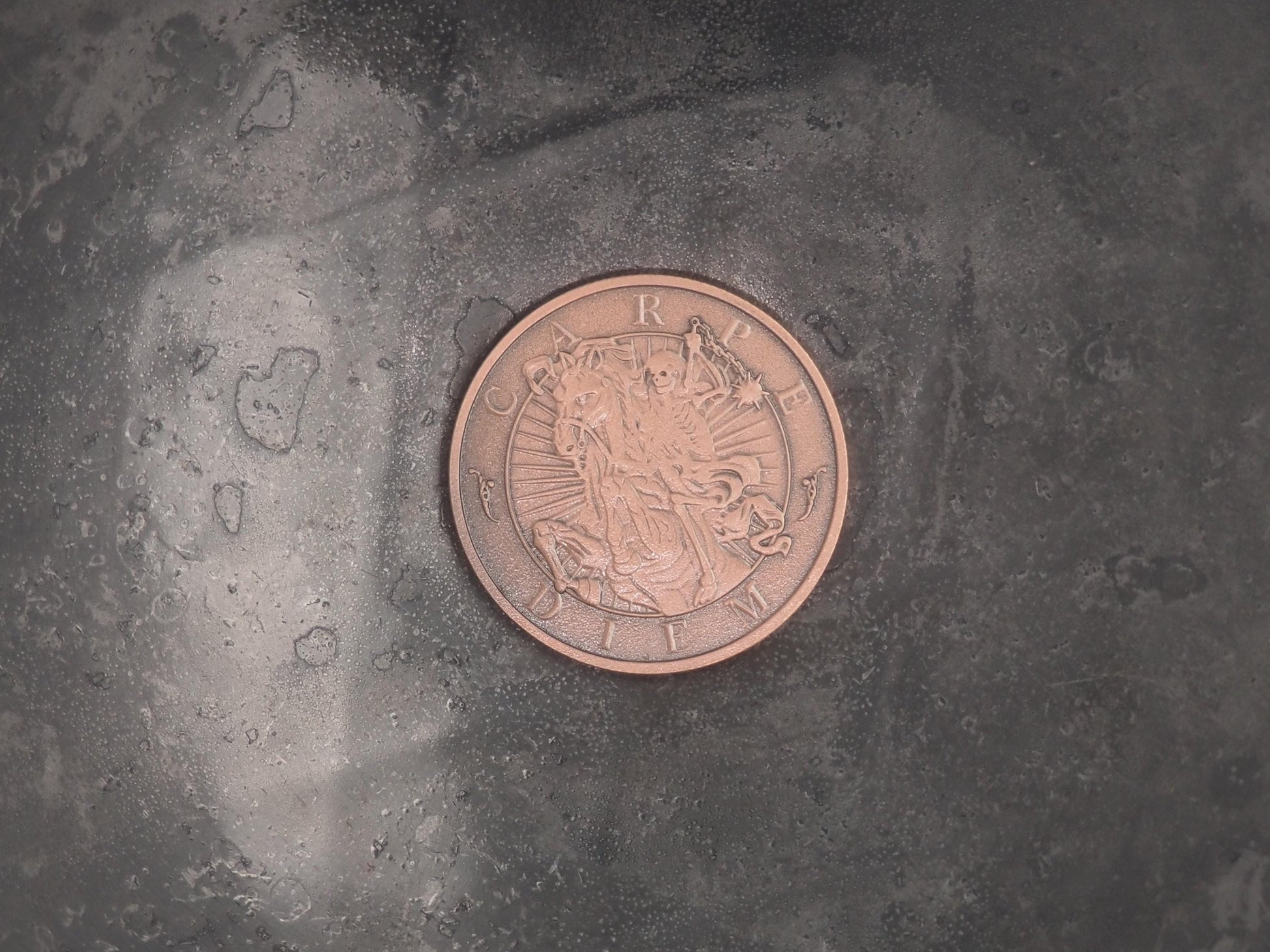 Hand Struck Memento Mori Carpe Diem Token - Skull/Vanitas/Death/Medal Covered Plated Unique Collectors Coin