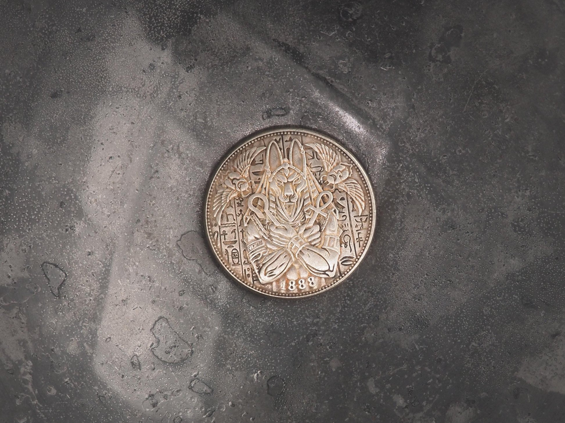 Hand Struck Morgan Dollar - Anubis At Rest In The Afterlife - MementoMori/Death .999 Silver Plated Replica Coin/Token/Medal