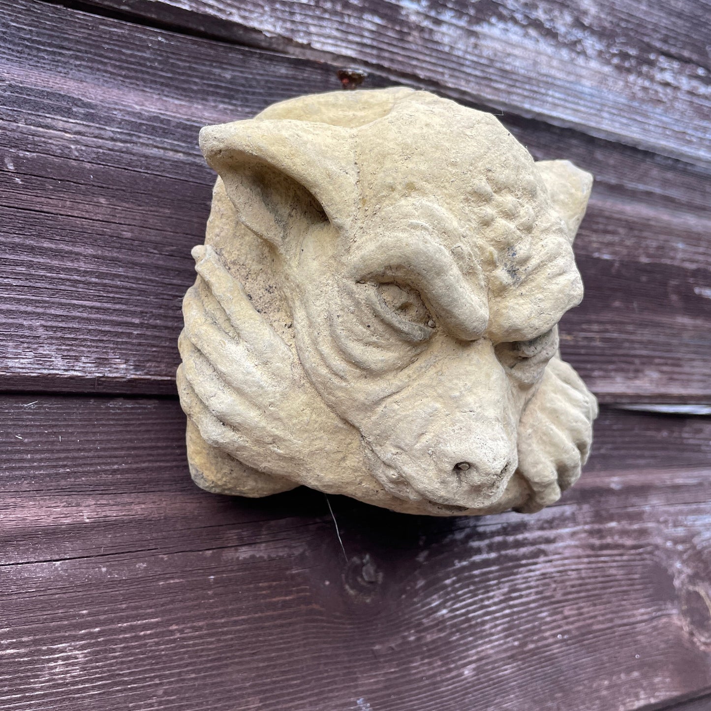 Aged Memento Mori / Medieval Style Sculpture / Gothic Church Gargoyle Wall Art Plaque