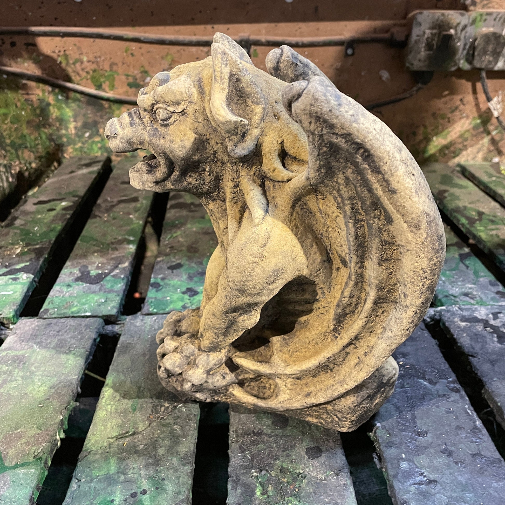 Aged Memento Mori Ornament / Medieval Style Art / Gothic Church Gargoyle Wall Hanging Corbel Sculpture