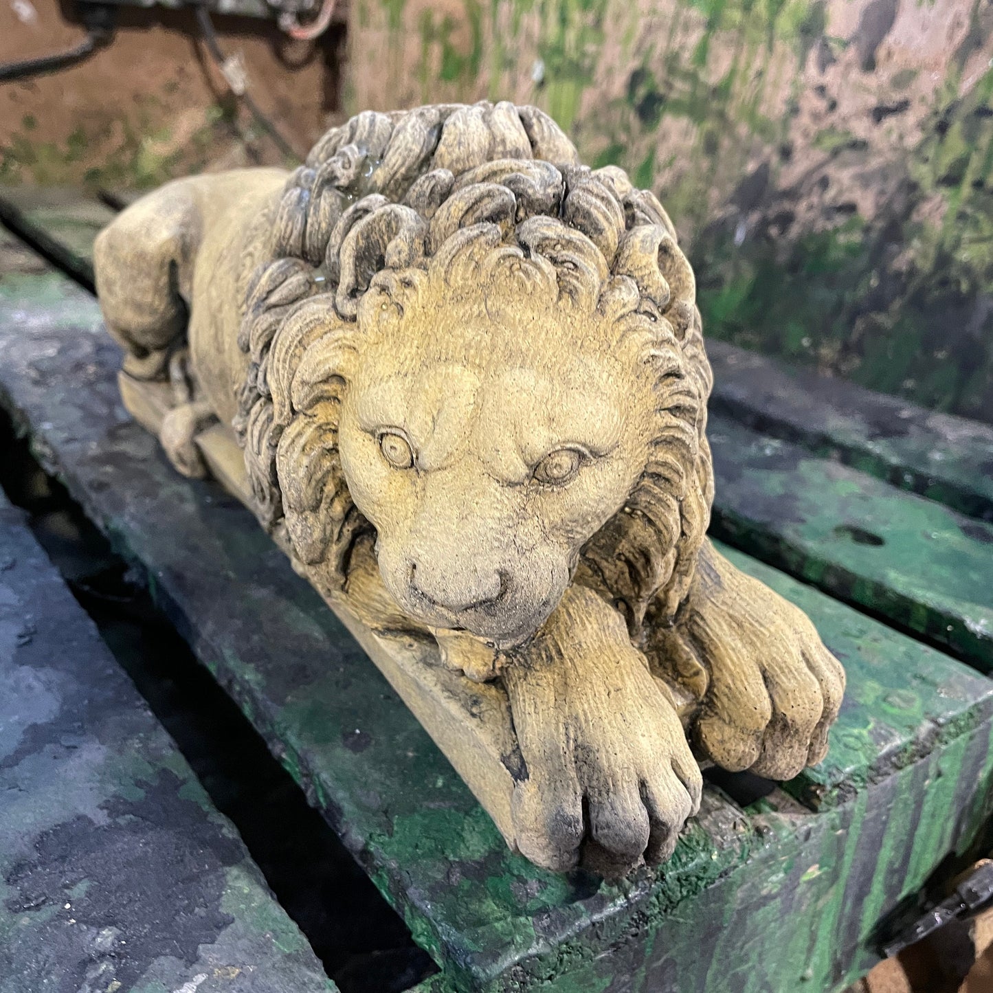 Aged Decorative Italianesque/Romanesque Vanitas Sculpture - Architectural Salvage/Country House Chatsworth Pair of Royal Lions