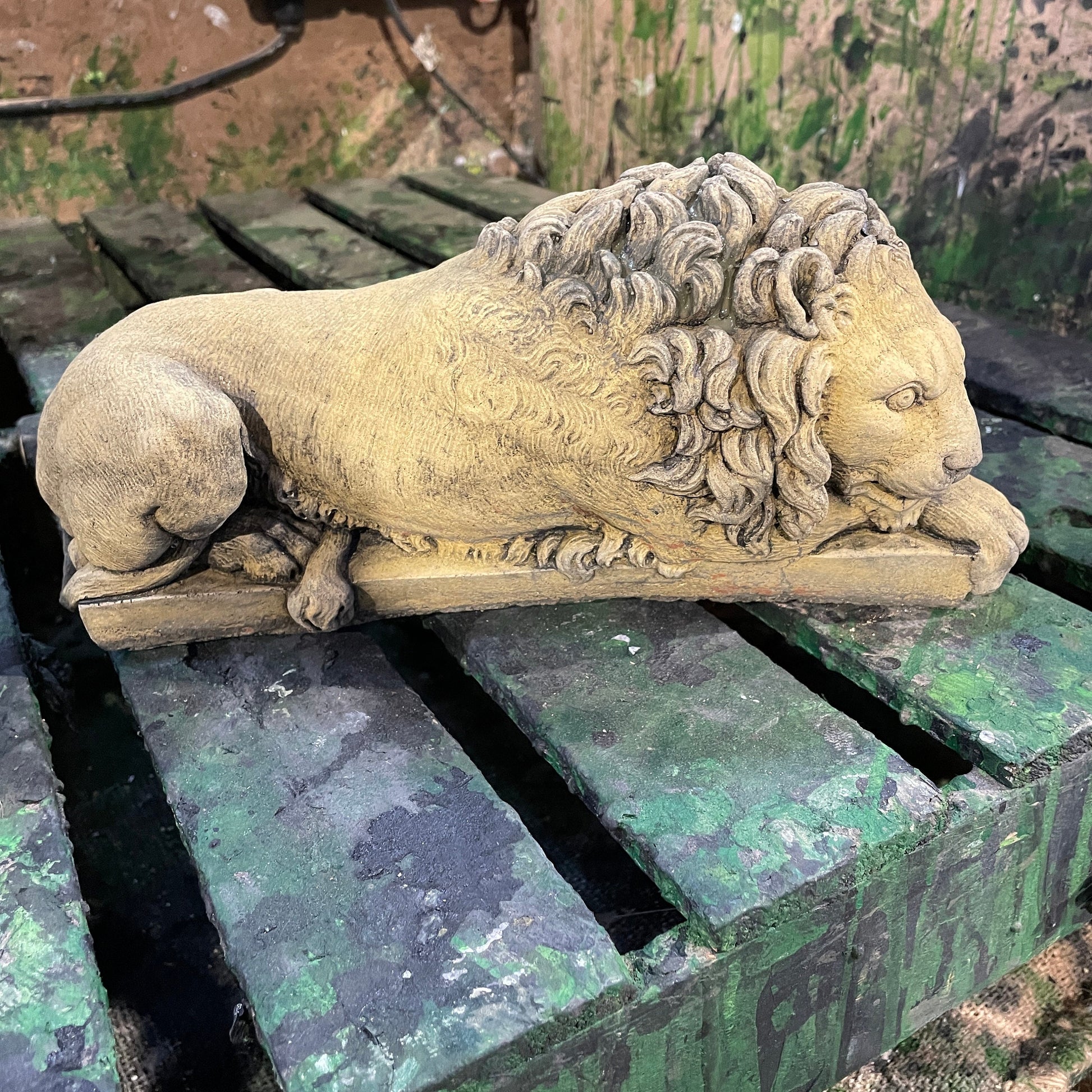 Aged Decorative Italianesque/Romanesque Vanitas Sculpture - Architectural Salvage/Country House Chatsworth Pair of Royal Lions