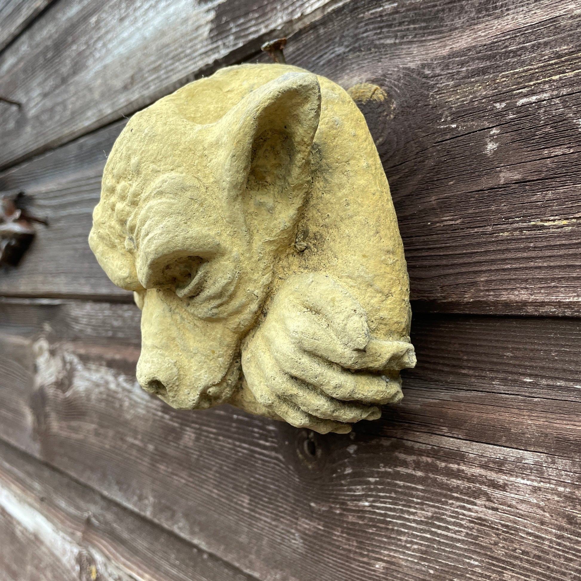 Aged Memento Mori / Medieval Style Sculpture / Gothic Church Gargoyle Wall Art Plaque