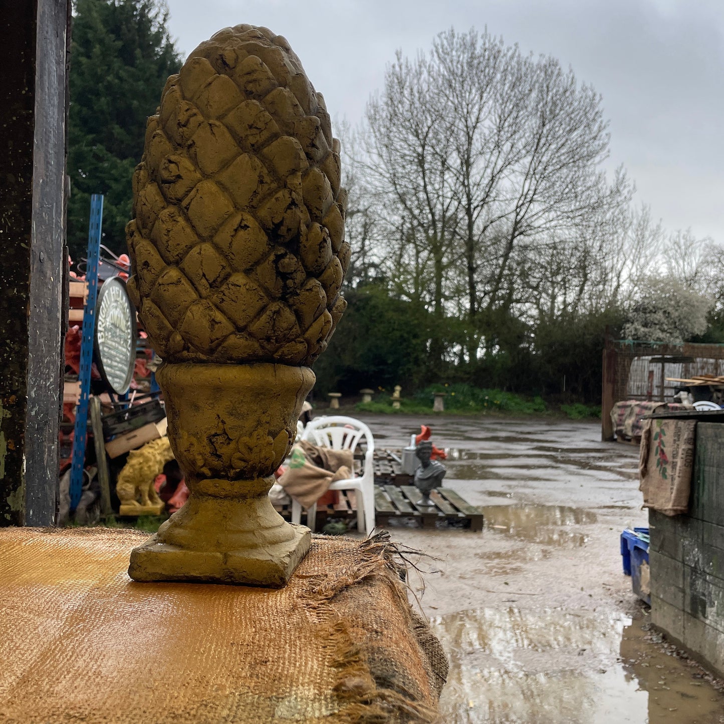 Aged Victorian Grand Tour Country House Architectural Salvage - An Ornamental Pineapple Column/Pillar Gate Post Cap