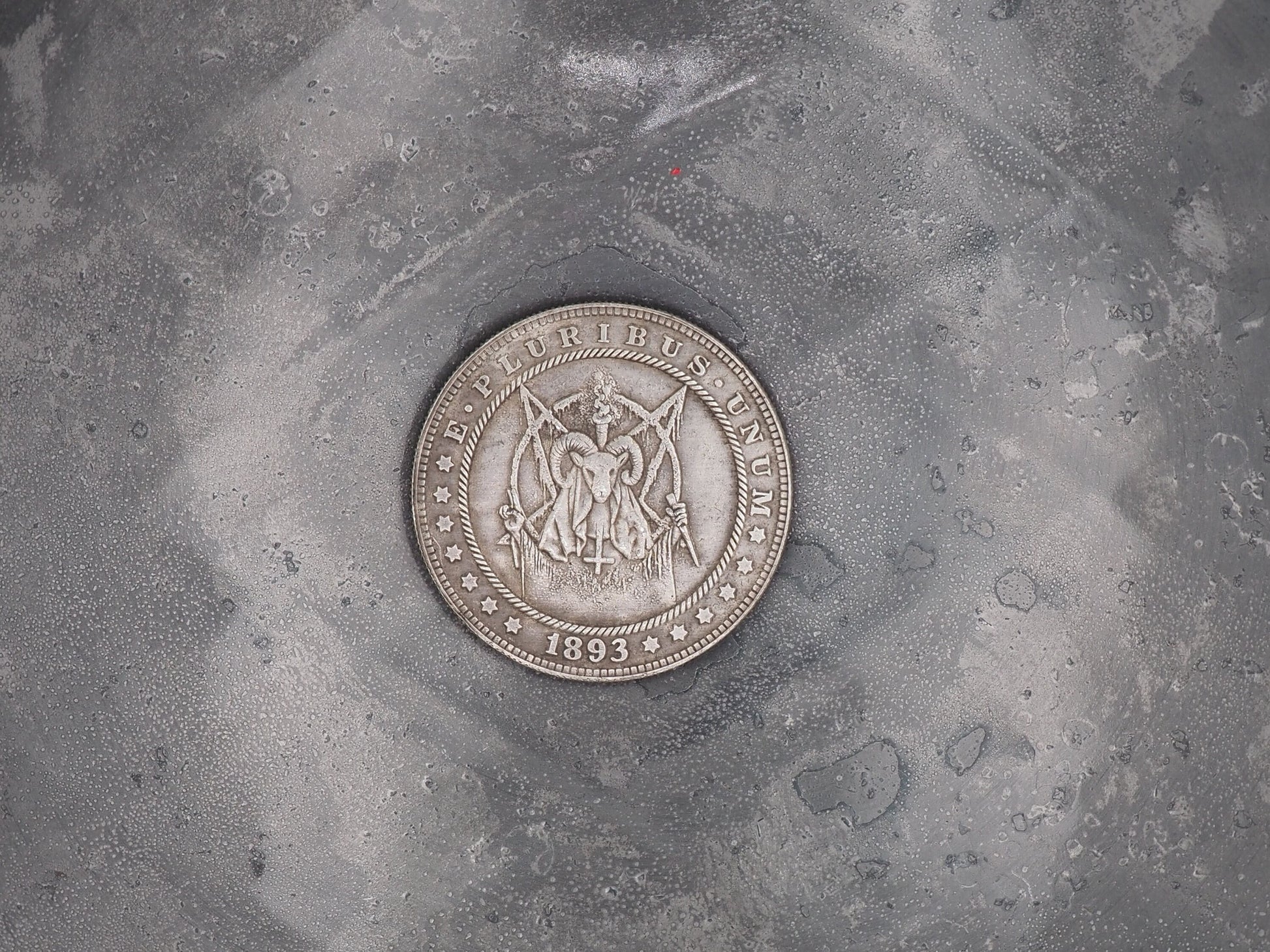 Hand Struck Morgan Silver Dollar Carved/Skull/Vanitas/MementoMori/Occultist/Satanist/Devil/Hell .999 Silver Plated Replica Coin/Token/Medal