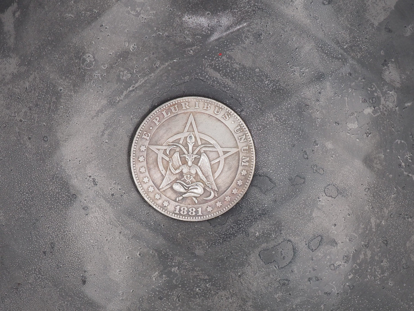 Hand Struck Morgan Silver Dollar Carved/Skull/Vanitas/MementoMori/Templar/Baphomet/God/Occult .999 Silver Plated Replica Coin/Token/Medal