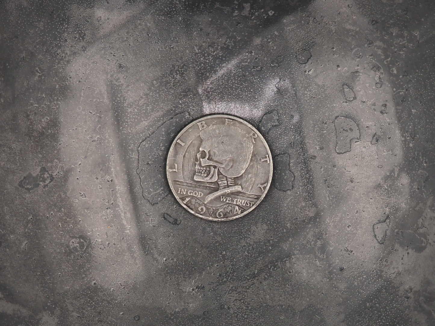 Hand Struck Half Dollar Carved President - "In God We Trust" - Skull/Vanitas/MementoMori/Death .999 Silver Plated Replica Coin