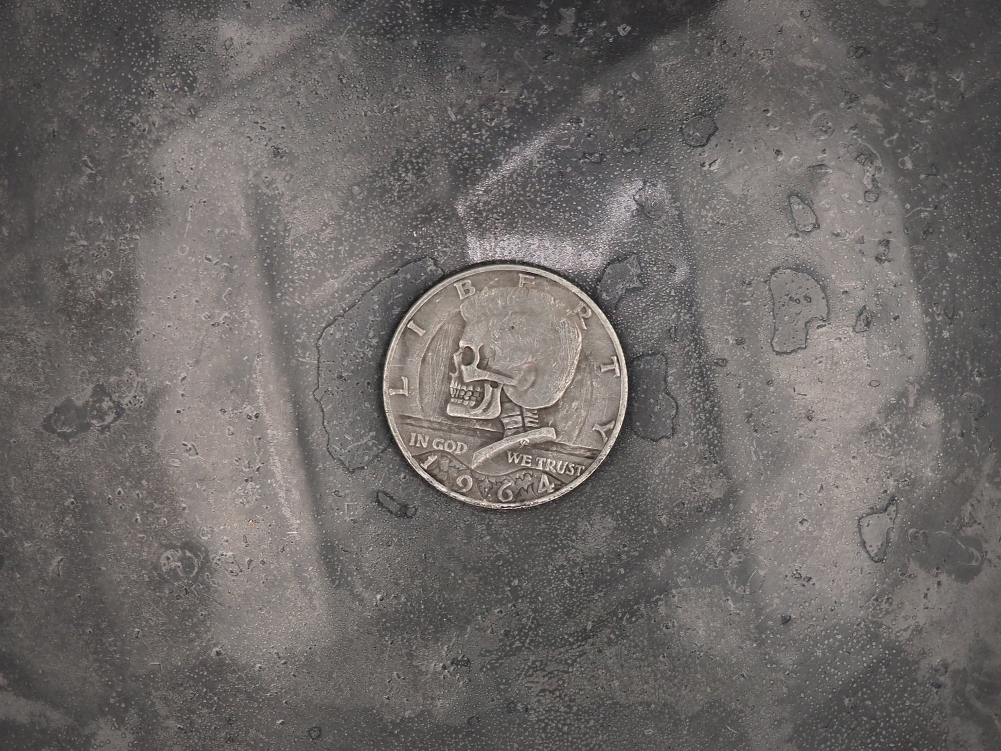 Hand Struck Half Dollar Carved President - "In God We Trust" - Skull/Vanitas/MementoMori/Death .999 Silver Plated Replica Coin