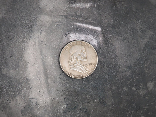 Hand Struck Half Dollar Franklin/Hobo/Skull/Vanitas/MementoMori/Death .999 American Silver Plated Replica Coin/Token/Medal