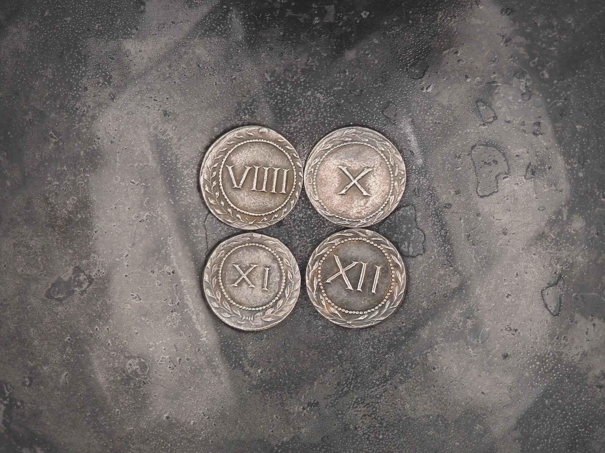 Set Of 9-12 - Silver-Plated Replica Spintria Roman Era Brothel Entry Coin - Collectable, Gaming Tokens - Great For Jewelry Making