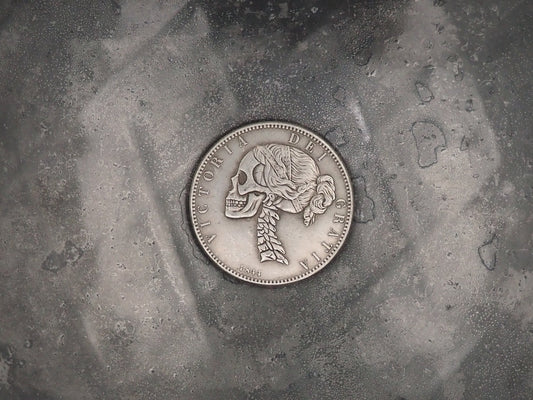 Hand Struck Hobo 1844 Queen Young Victoria Skull/MementoMori Head Crown One Coin - Great Britain .999 Silver Plated Replica Coin/Token/Medal