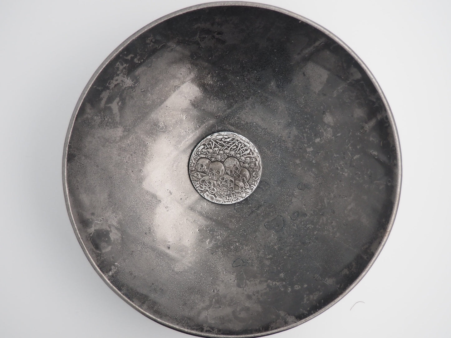 Hand Struck Cathedral Catacombs Bas-relief Silvered Skulls/MementoMori Souvenir Coin - French Franc .999 Plated Replica Coin/Token/Medal