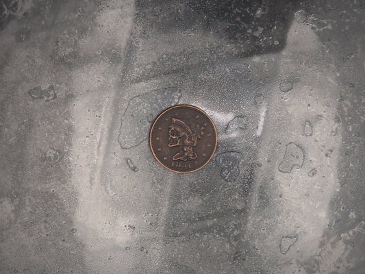 Hand Struck Large Half Penny - Hobo/Skull/Vanitas/MementoMori/Death Copper Replica Coin/Token/Medal